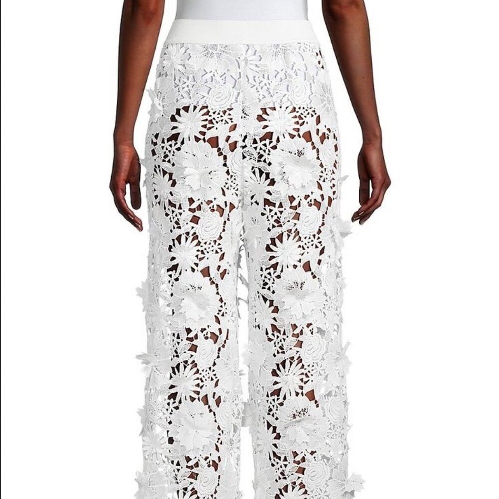 Andine Caravani Lace Pants Sheer White 3D Floral Lace size S BRAND NEW